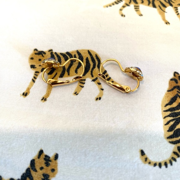 Vintage Blue and Gold Earrings - Picture 7 of 7